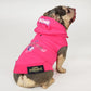Chunky Monkey the French Bulldog wearing the Boss Lady Deluxe Pet Hoodie in size Small.