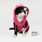 Bottlecat the Black and White Cat wearing the Boss Lady Deluxe Pet Hoodie in size Extra Small.