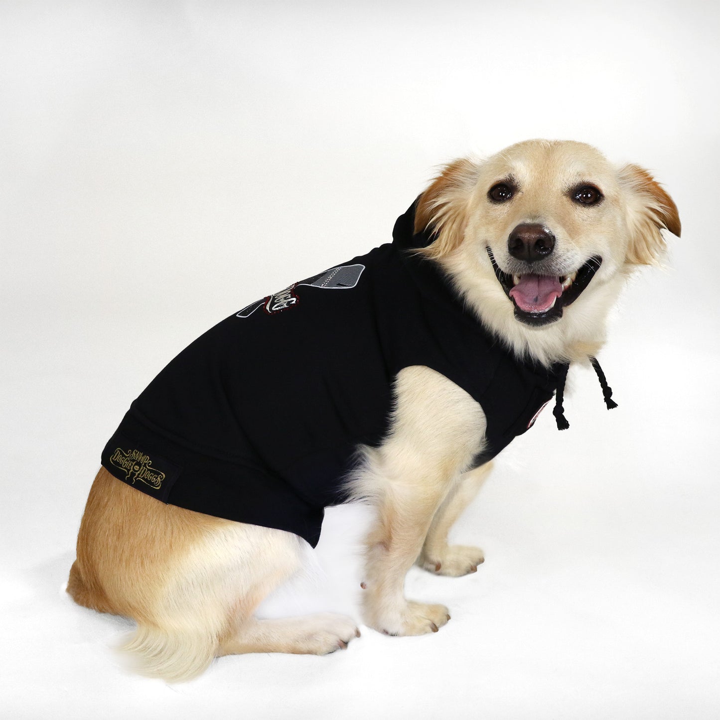 Ruby the Corgi, Shepherd Mix wearing the Mic Drop Deluxe Pet Hoodie in size Medium.