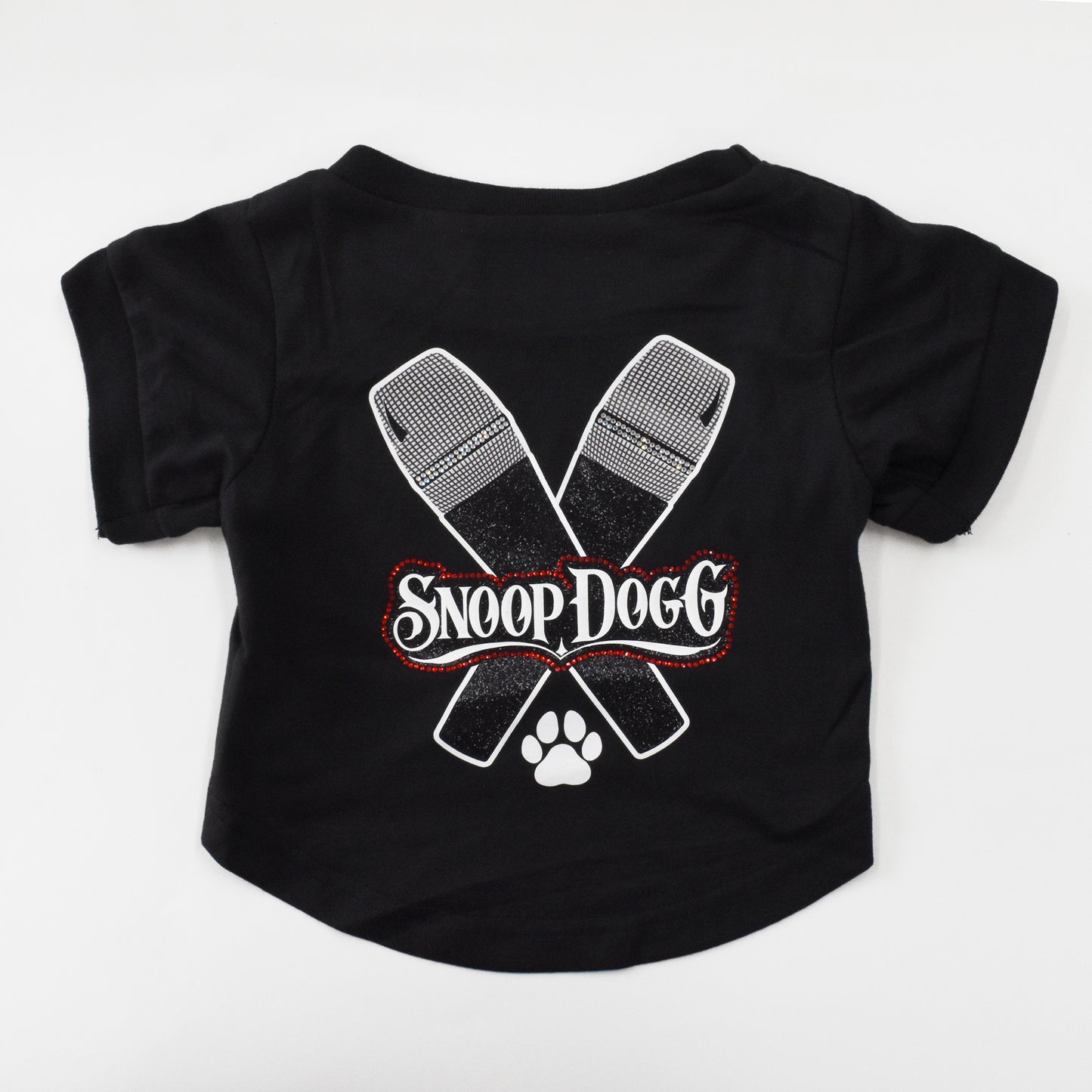 Product flat lay of the Mic Drop Deluxe Pet T-Shrit.