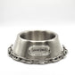 Product flat lay of the Deluxe Silver Pet Bowl.